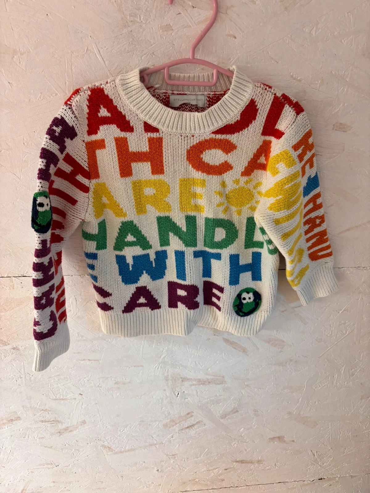 Stella McCartney Kids multicolor knit sweater "Handle with Care" - 4 years (100 cm) – photo 3
